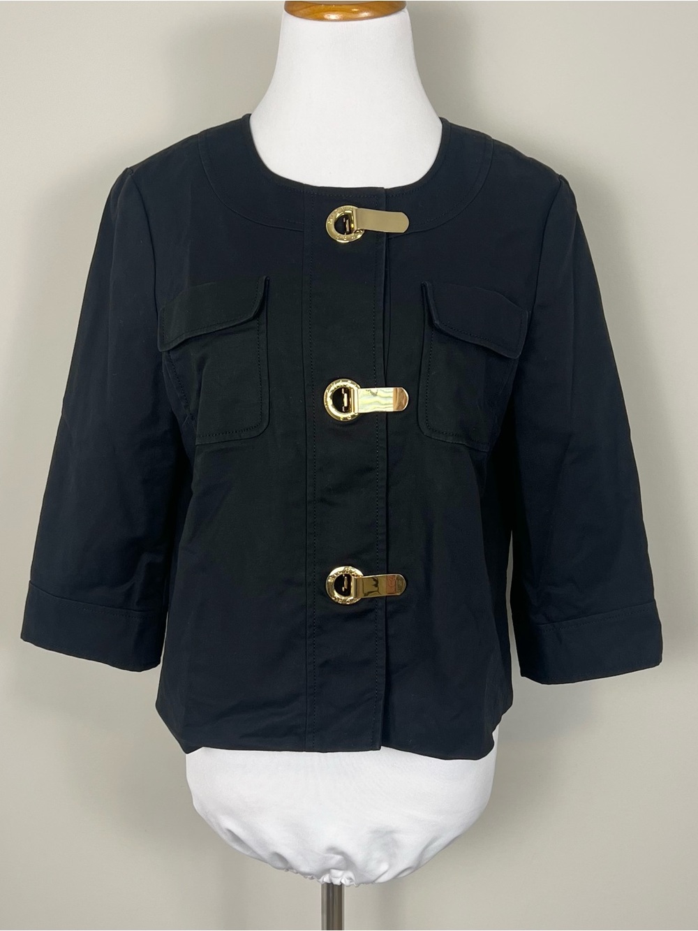 Michael Kors Black Jacket with Gold Buckle Accents